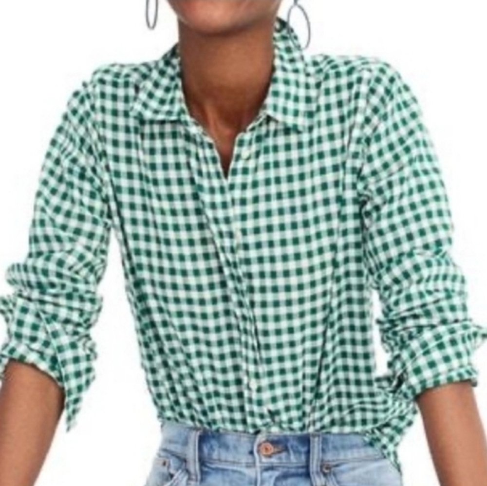 J. Crew Classic Fit Boy Shirt In Crinkle Gingham Size 2 - Picture 4 of 10